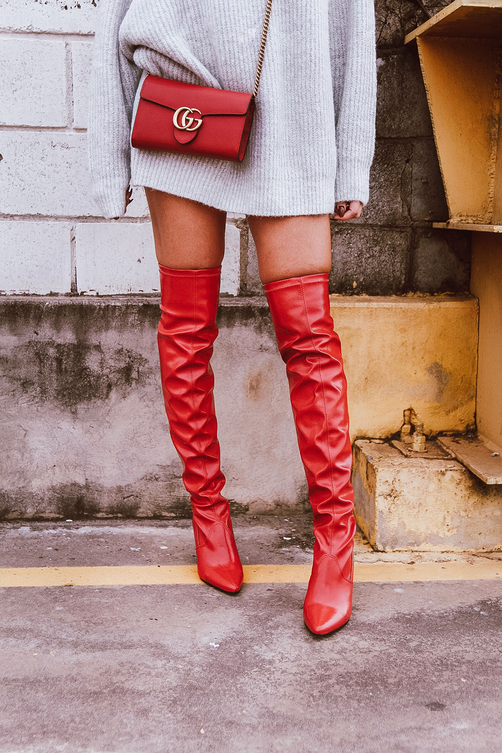 long red boots outfit